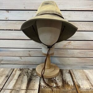 Dorfman Pacific Khaki Cotton Mesh Safari Sun Hat Outback Hiking Work L